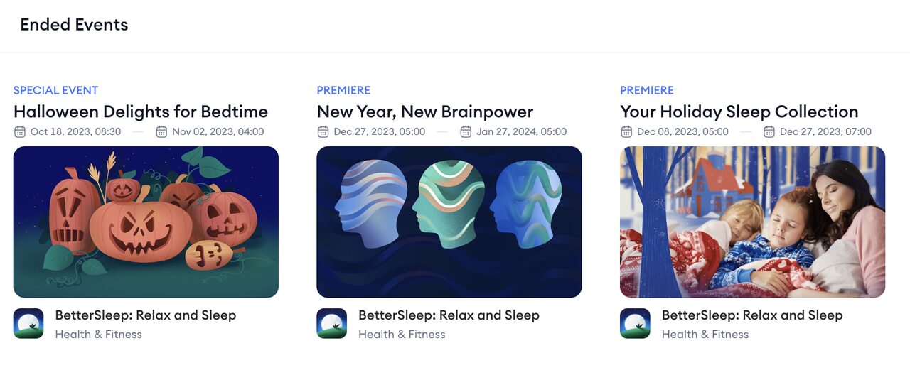 bettersleep in app events