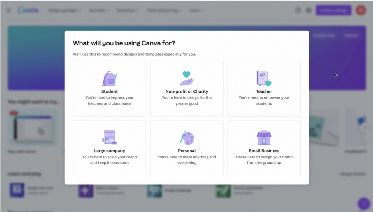 canva onboarding example 