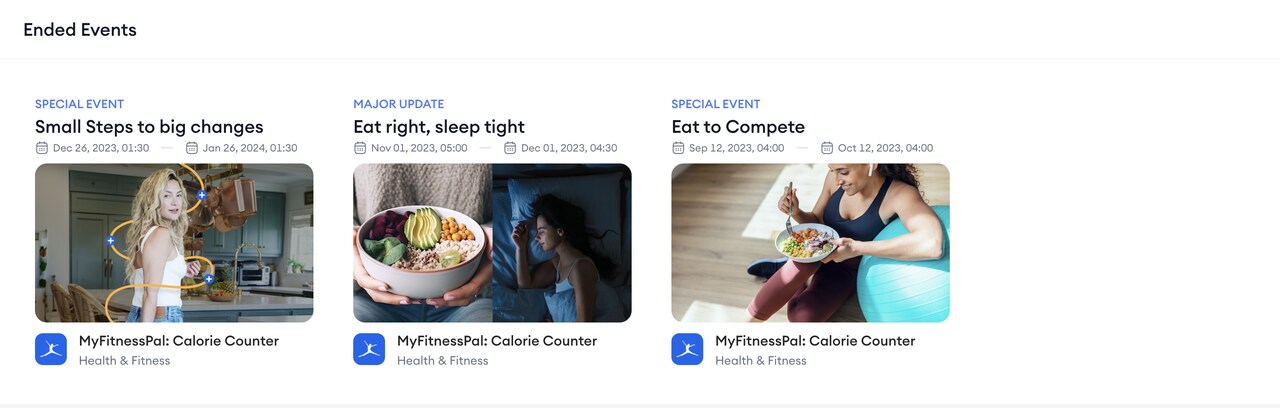 myfitnesspal in app events