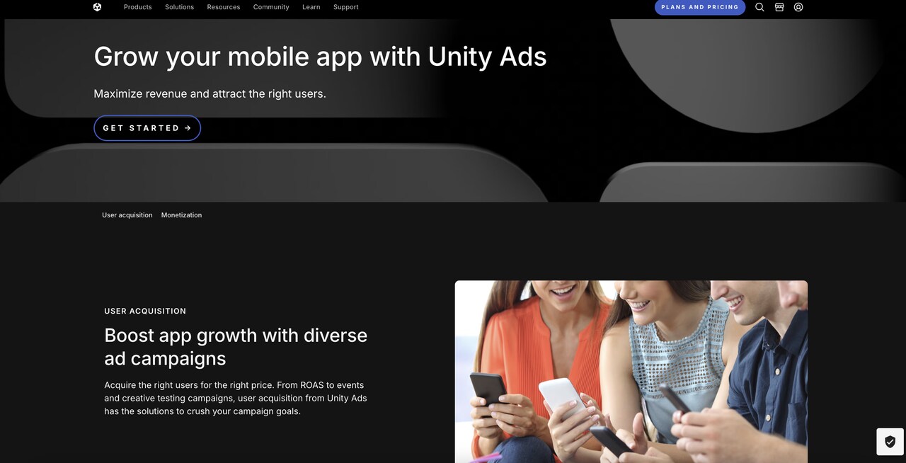 unity ads homepage