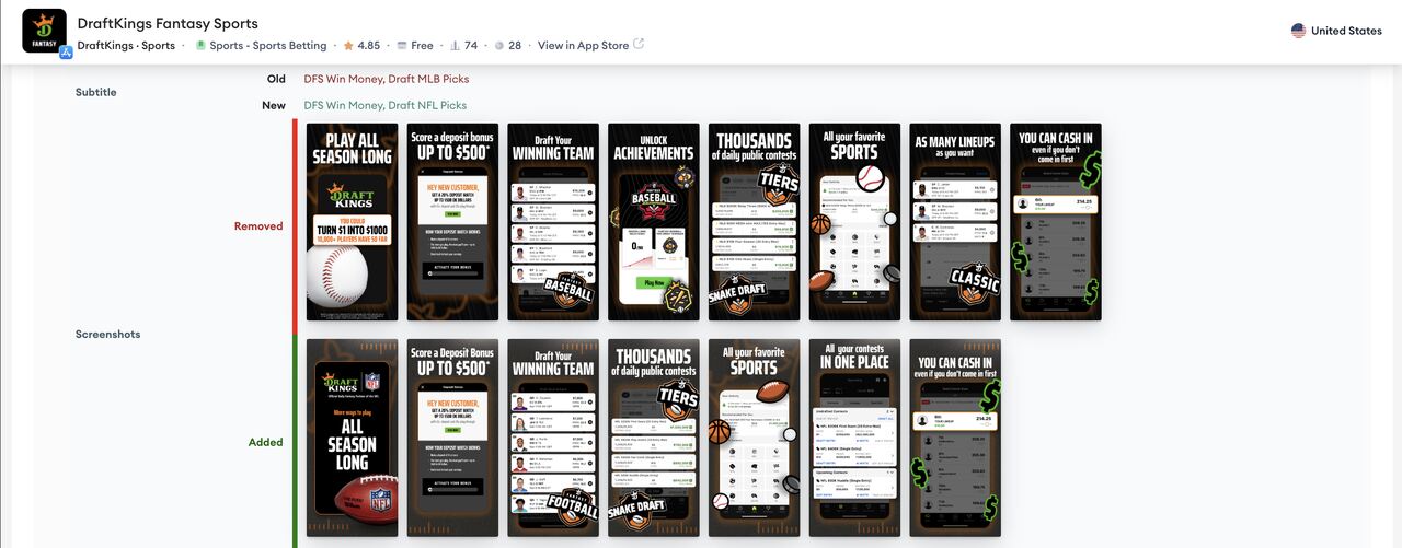 app update timeline draftkings