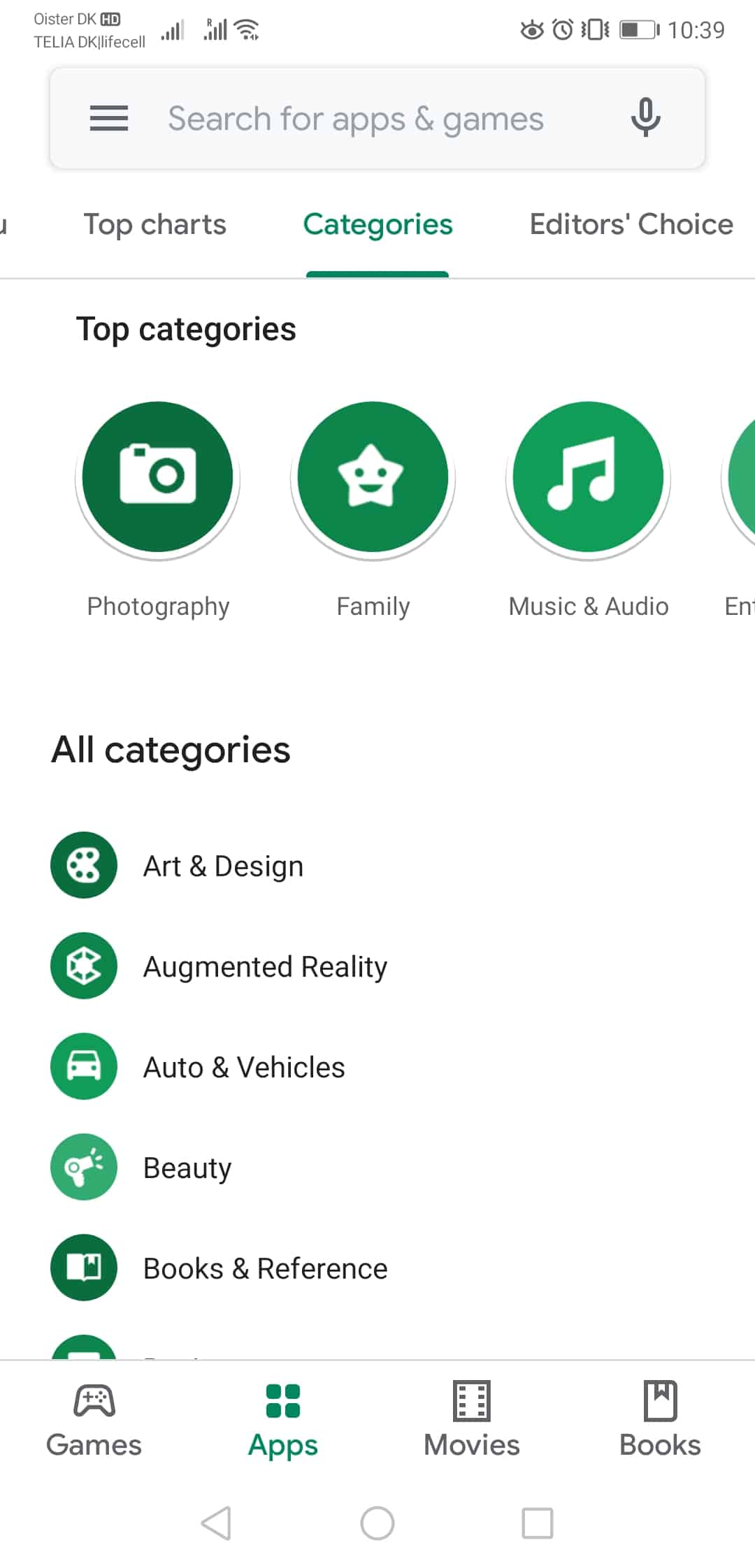 google play categories