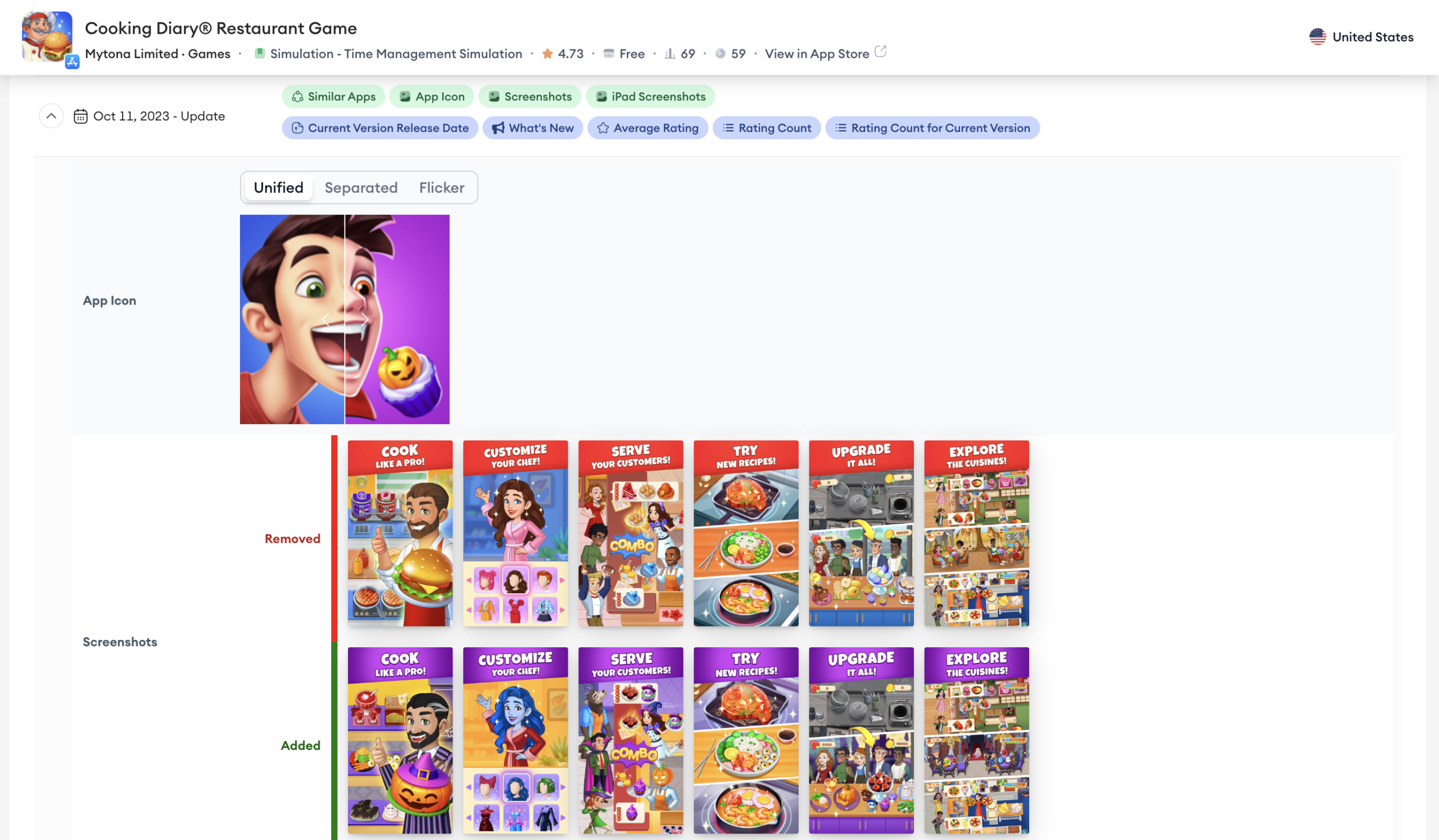 halloween app update timeline screenshots