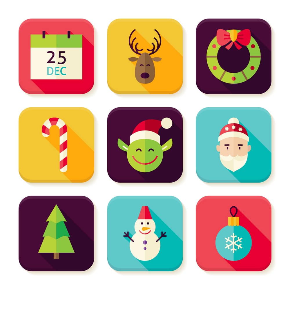 merry christmas new year square app icons set vector 6776111 1