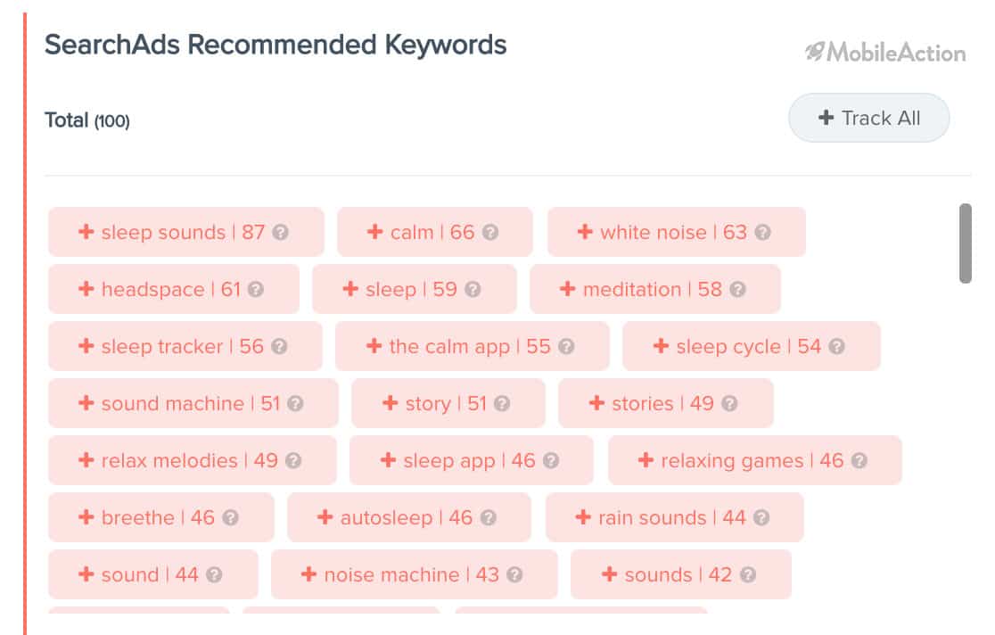 searchads recommended keywords